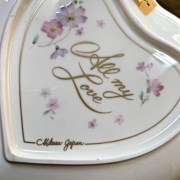 Mikasa Japan Bone China Heart Shaped Trinket Dish "All My Love" Porcelain NEW - Picture 5 of 8